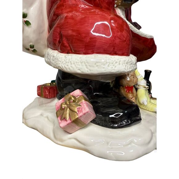 1987 Fitz and Floyd Santa w/ Open Bag Centerpiece Planter 16” Vintage Christmas - Picture 9 of 11